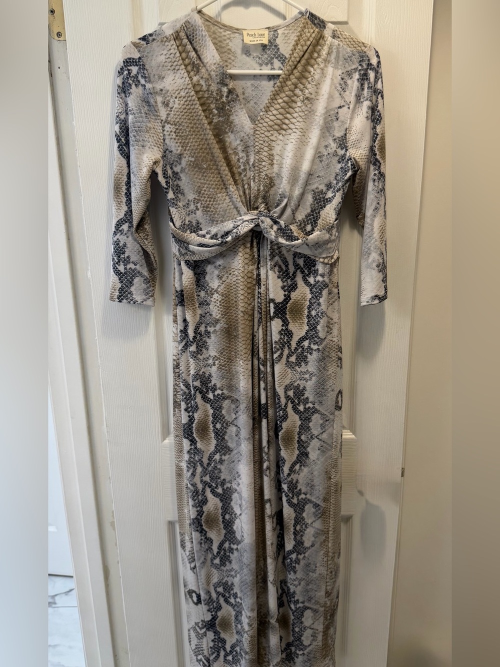 Peach Love California Snake Print Maxi Dress S